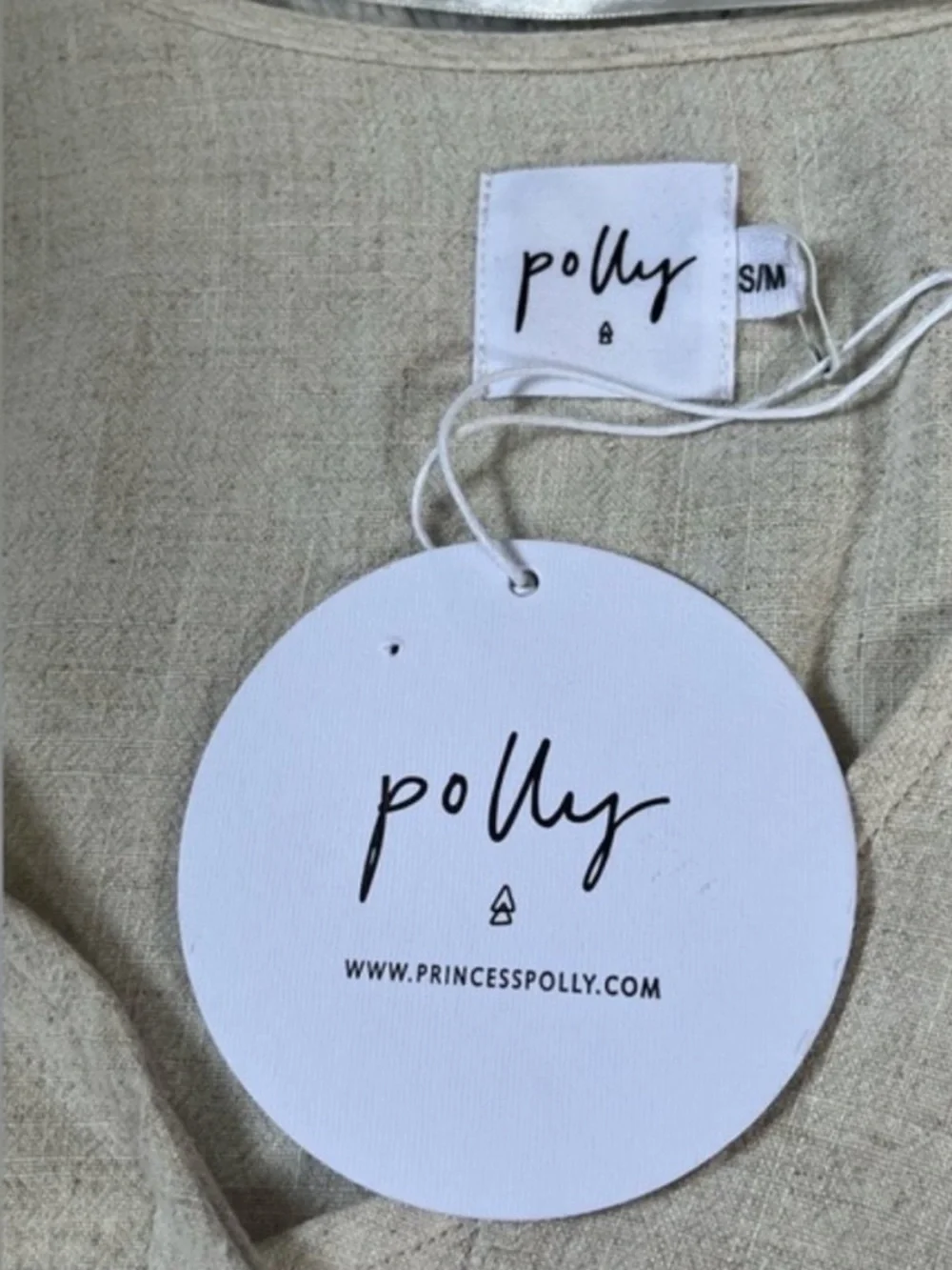 Princess Polly The Sandy Mini Dress Natural Lower Impact Size S/M - Picture 6 of 7